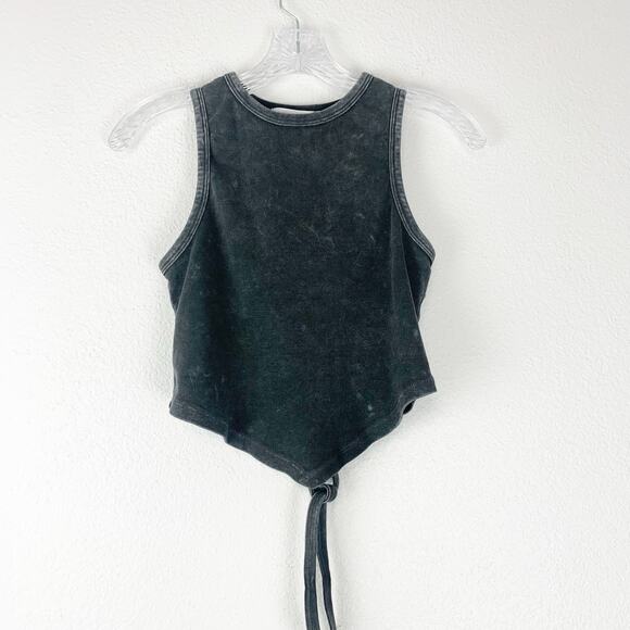 Altar'd State Shirt Womens Medium Echo Tie Back Tank Top Stone Wash Gray Crop - Picture 1 of 6